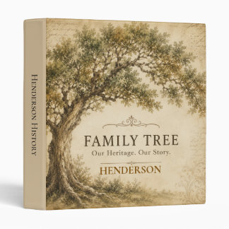 Vintage Watercolor Family Tree Genealogy 3 Ring Binder