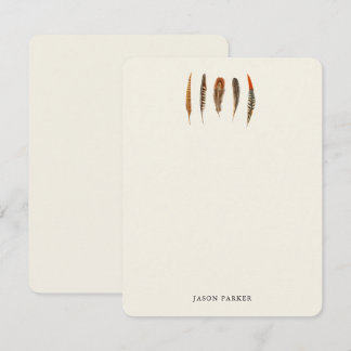 Vintage Watercolor Feathers Rustic note cards