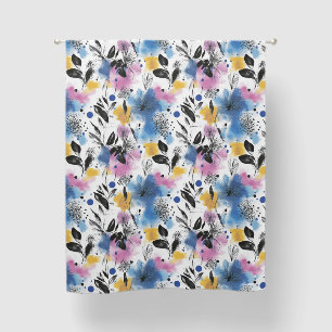 Vintage Watercolor Floral Abstract Pattern (13) Blackout Curtains