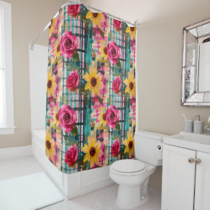 Vintage Watercolor Floral Abstract Pattern (16) Shower Curtain