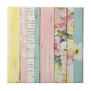 Vintage Watercolor Floral Abstract Pattern (19) Ceramic Tile