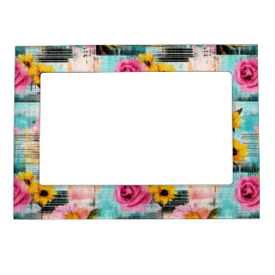 Vintage Watercolor Floral Abstract Pattern (2) Magnetic Frame