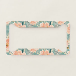Vintage Watercolor Floral Abstract Pattern License Plate Frame