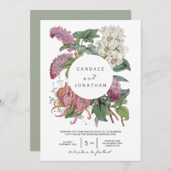 Vintage Watercolor Floral Art Wedding Invitation by kittypieprints at Zazzle