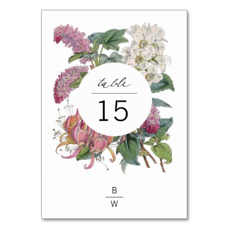 Vintage Watercolor Floral Art Wedding Table Number
