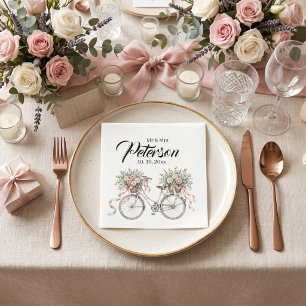 Vintage Watercolor floral bicycle Napkins