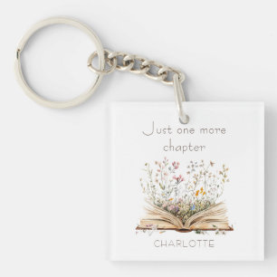 Vintage Watercolor Floral Book Lover Quote Keychain