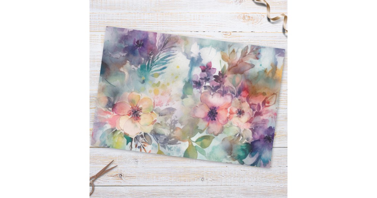 Vintage Watercolor Floral Botanical Pattern Tissue Paper | Zazzle