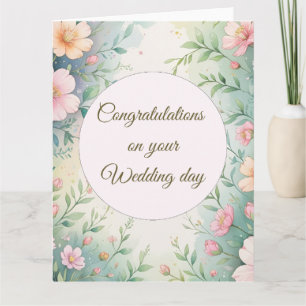 Vintage Watercolor Floral Congratulations Wedding Card