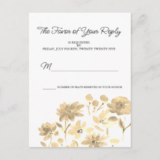 Vintage Watercolor Floral Design RSVP Postcard