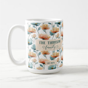 Vintage Watercolor Floral Family Heritage Coffee Mug
