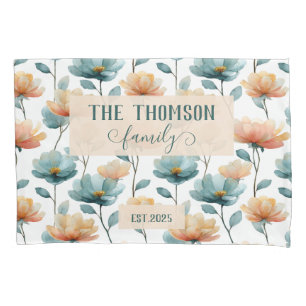 Vintage Watercolor Floral Family Heritage Pillow Case