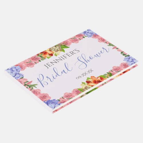 Vintage Watercolor Floral Frame Bridal Shower Guest Book