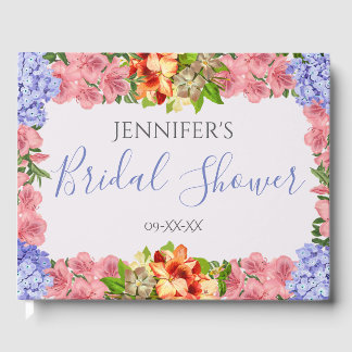 Vintage Watercolor Floral Frame Bridal Shower Guest Book