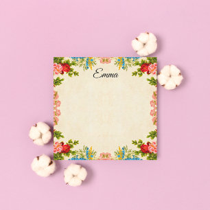 Vintage Watercolor Floral Frame Personalized Note Card