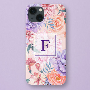 Vintage Watercolor Floral Monogram iPhone 13 Case