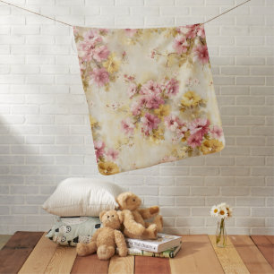 Vintage Watercolor Floral Pattern Baby Blanket
