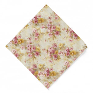 Vintage Watercolor Floral Pattern Bandana