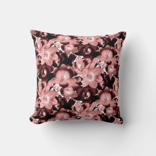 Vintage Watercolor Floral Pattern  Blush Pink Throw Pillow