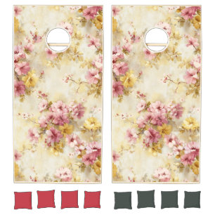 Vintage Watercolor Floral Pattern Cornhole Set