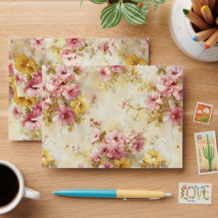 Vintage Watercolor Floral Pattern Envelope