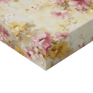 Vintage Watercolor Floral Pattern Faux Canvas Print