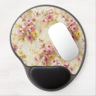 Vintage Watercolor Floral Pattern Gel Mouse Pad