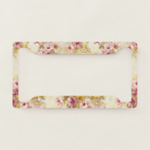 Vintage Watercolor Floral Pattern License Plate Frame