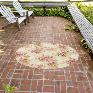 Vintage Watercolor Floral Pattern Outdoor Rug