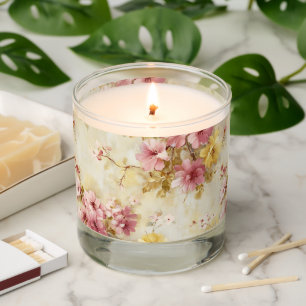 Vintage Watercolor Floral Pattern Scented Candle