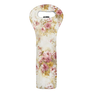 Vintage Watercolor Floral Pattern Wine Bag