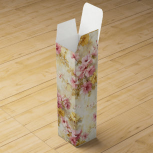 Vintage Watercolor Floral Pattern Wine Box