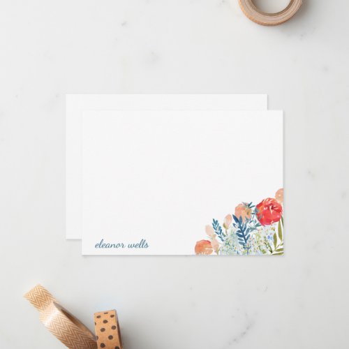 Vintage Watercolor Floral Personalized Stationery  Note Card
