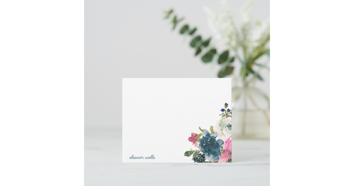 Vintage Watercolor Floral Personalized Stationery Note Card | Zazzle