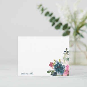 Vintage Watercolor Floral Personalized Stationery Note Card