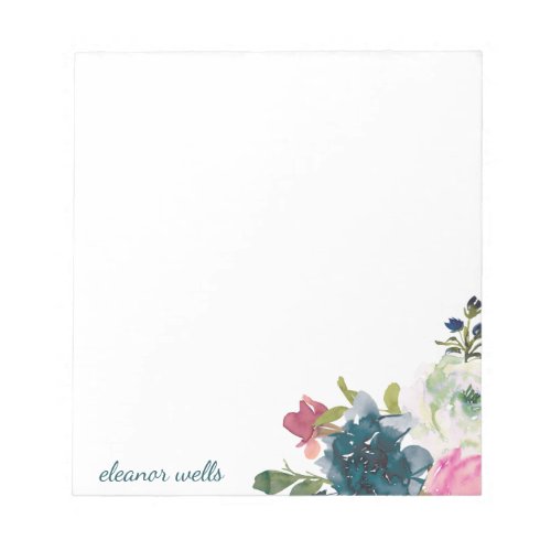 Vintage Watercolor Floral Personalized Stationery  Notepad