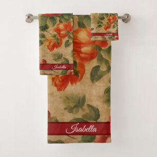 Vintage Watercolor Floral Popular Collection Bath Towel Set