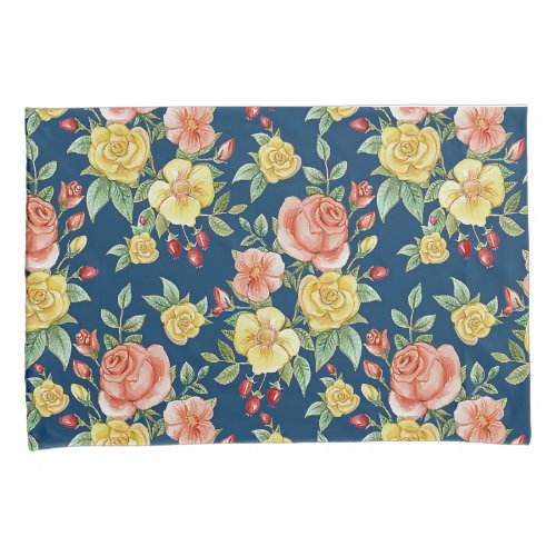 Vintage Watercolor Floral Roses Background  Pillow Case