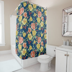 Vintage Watercolor Floral Roses Background Shower Curtain