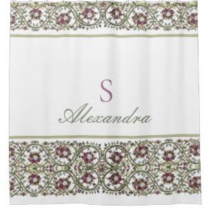 Vintage watercolor floral Stylish Mauve Pink Shower Curtain