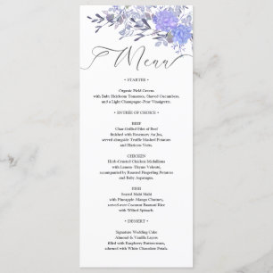 Vintage Watercolor Floral Wedding Menu Card