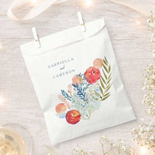 Vintage Watercolor Florals Boho Garden Wedding Favor Bag