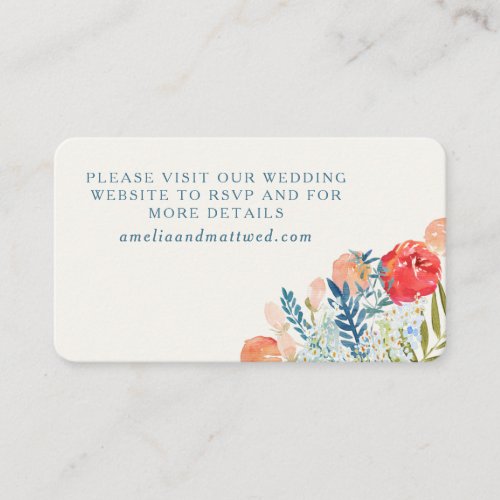 Vintage Watercolor Florals Boho Wedding Website Enclosure Card