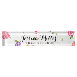 Vintage Watercolor Florals Craft Designer II Name Plate