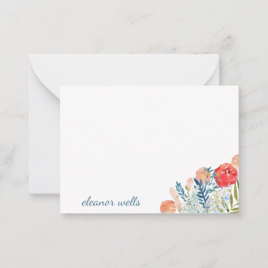 Vintage Watercolor Florals Personalized Stationery Note Card