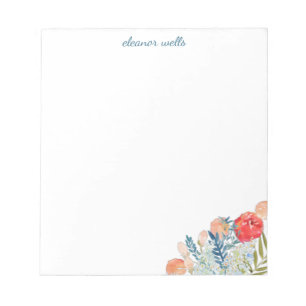 Vintage Watercolor Florals Personalized Stationery Notepad