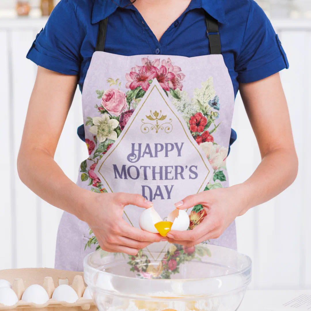 Vintage Watercolor Flourish Flower Garden Violet Apron (Creator Uploaded)