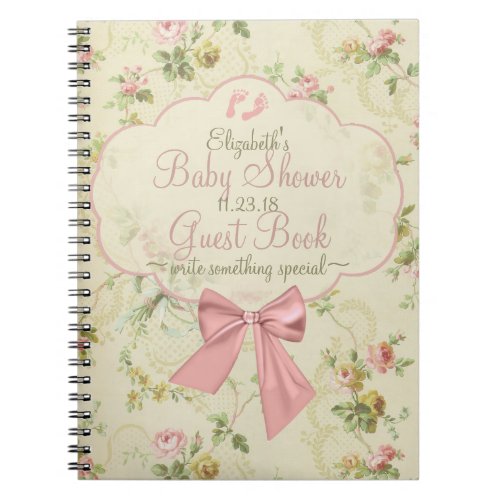 Vintage Watercolor Flowers Baby Shower Guest Book