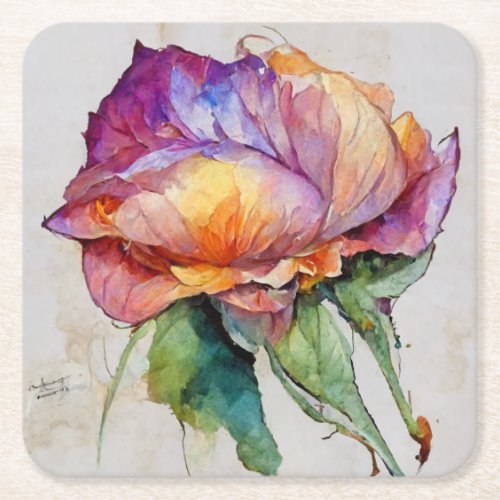 Vintage Watercolor Flowers Coaster