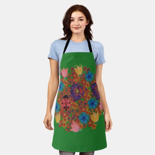 vintage watercolor flowers pattern apron
